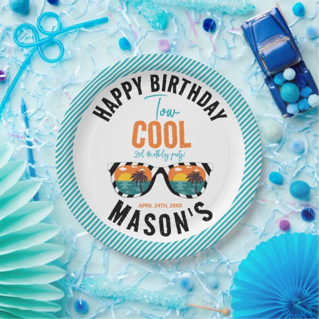 Assiettes En Carton Deux Cool Boy 2e fête d'anniversaire (Fête)