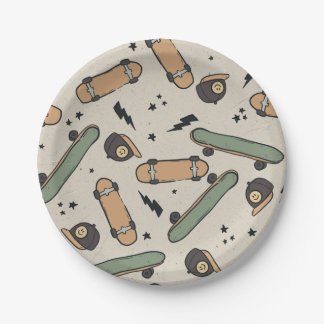 Assiettes En Carton Deux Cool Skateboard Anniversaire