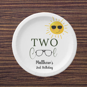 Assiettes En Carton Deux Cool Sunglass 2e Anniversaire simple