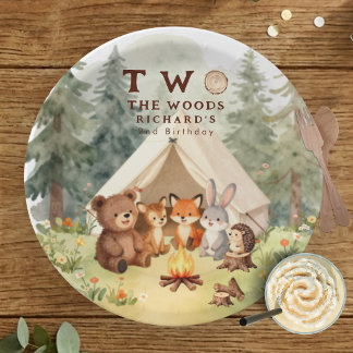 Assiettes En Carton Deux dans les bois Joyeux campeur 2e anniversaire