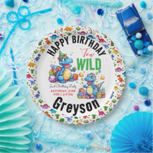 Assiettes En Carton Deux Dino Wild Party Boy Dinosaur 2e anniversaire