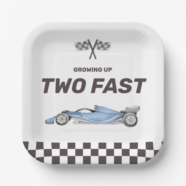 Assiettes En Carton Deux Fast Race Car 2nd Boy's Birthday Party (Recto)