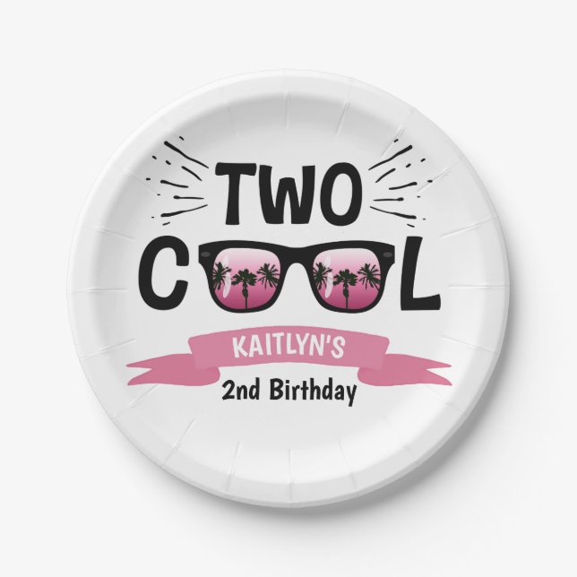 Assiettes En Carton Deux filles Cool 2e anniversaire (Devant)