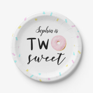 Assiettes En Carton Deux filles douces 2ème Donut Thème Anniversaire