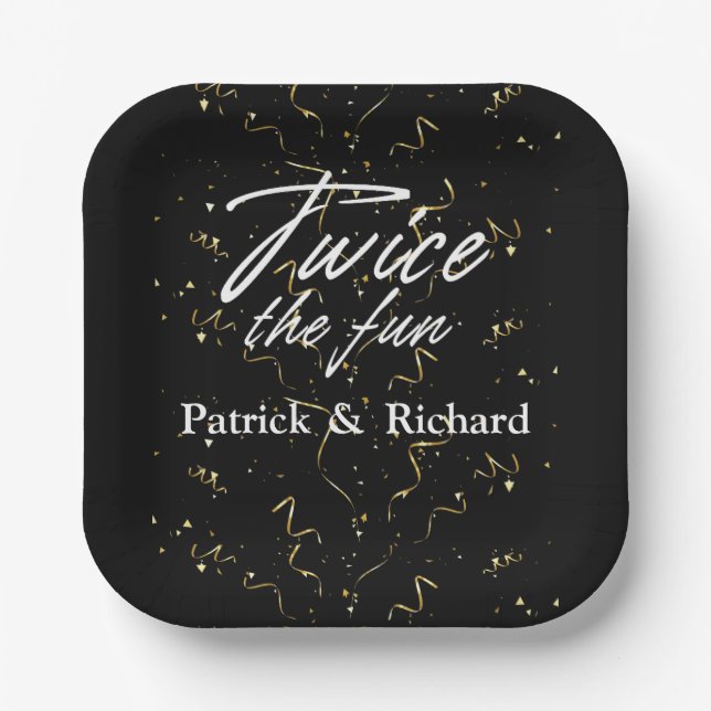 Assiettes En Carton Deux fois les amis amusants Jour d'anniversaire co (Recto)