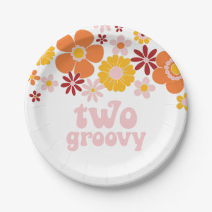 Assiettes En Carton Deux invitations d'anniversaire rétro funky 2 ans