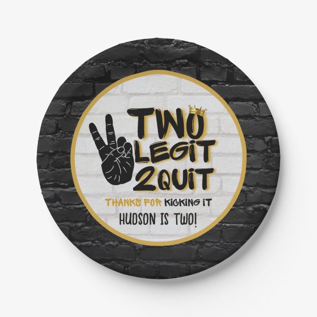 Assiettes En Carton Deux Legit Retro Hip hop des années 90 2e annivers (Devant)