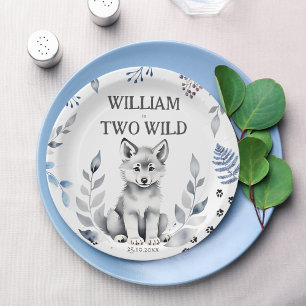 Assiettes En Carton Deux loups sauvages thème fête d'anniversaire vais