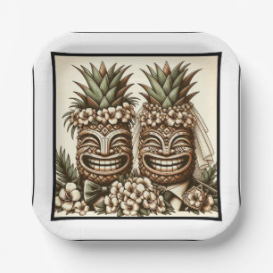 Assiettes En Carton Deux mariés Tête de Tiki de l'ananas gay Mariage R