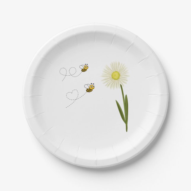 Assiettes En Carton Deux petites abeilles mignonnes (Devant)