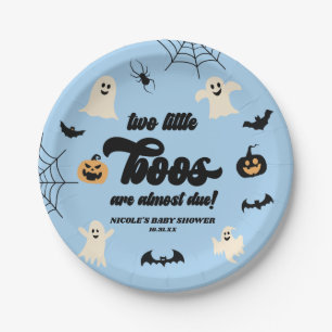 Assiettes En Carton Deux petits boos jumeaux Baby shower d'Halloween
