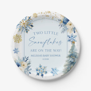 Assiettes En Carton Deux petits flocons de neige Baby shower jumeaux d
