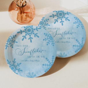 Assiettes En Carton Deux petits flocons de neige Baby shower jumeaux d