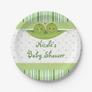 Assiettes En Carton Deux petits pois dans une cosse Jumeaux Baby Showe