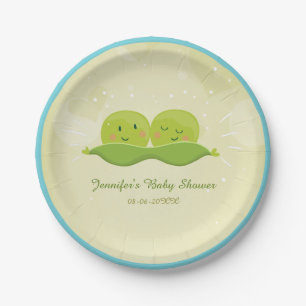 Assiettes En Carton Deux pois dans un baby shower de plaques à papier