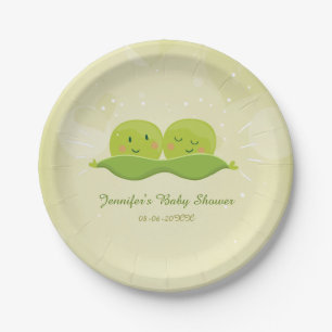 Assiettes En Carton Deux pois dans un baby shower de plaques à papier
