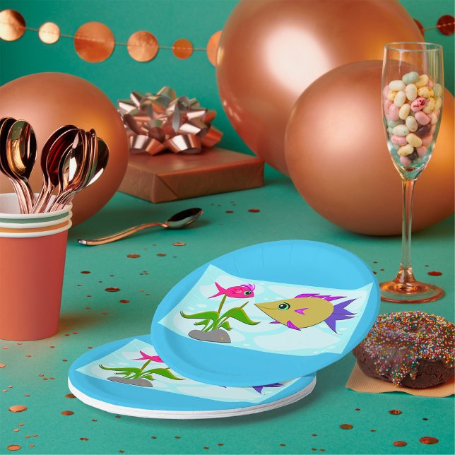 Assiettes En Carton Deux poissons colorés (Créateur téléchargé)