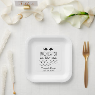 Assiettes En Carton Deux poissons de moins dans le Mariage marin