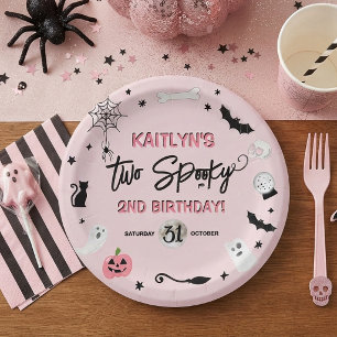 Assiettes En Carton Deux Spooky! Fête d'anniversaire d'Halloween pour 