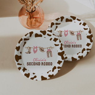Assiettes En Carton Deuxième Rodéo Cow-boy occidental 2e Anniversaire
