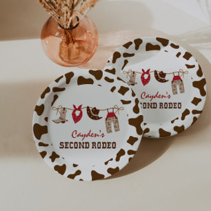 Assiettes En Carton Deuxième Rodéo Cow-boy Occidental 2e Anniversaire