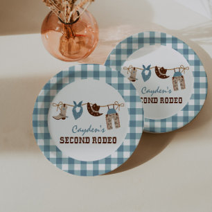 Assiettes En Carton Deuxième Rodéo Cow-boy occidental 2e Anniversaire