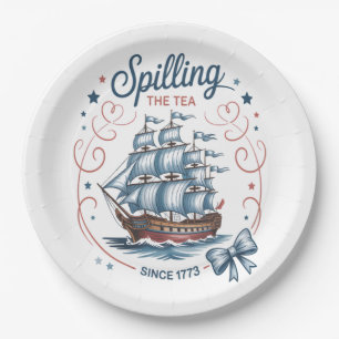 Assiettes En Carton Déverser Le Thé Depuis 1773 4 juillet Patriotique