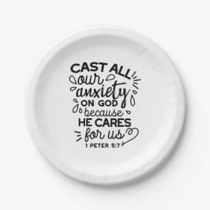 Assiettes En Carton Déversez Toute Votre Anxiété – 1 Pierre 5:7 Verset