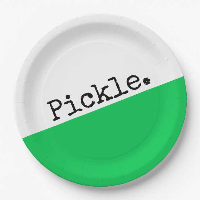 Assiettes En Carton Devise de Pickleball Bloc de Couleur Vert Clair et (Devant)