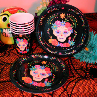 Assiettes En Carton Dia de los Muertos Crâne à sucre