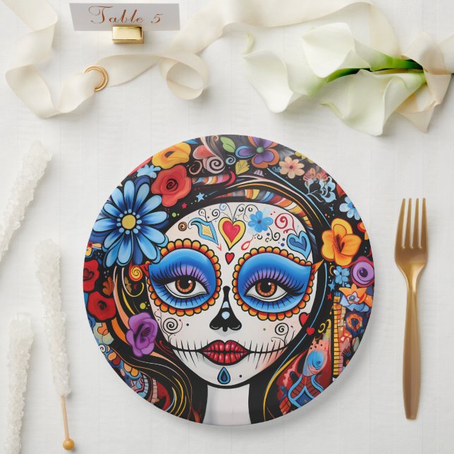 Assiettes En Carton Dia de Muertos ☠️ La Calavera Catrina (Mariage)