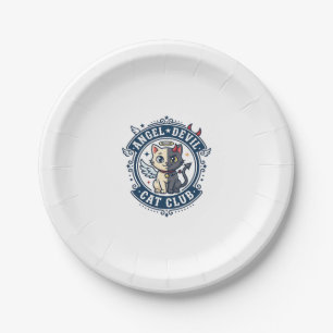 Assiettes En Carton Diable Ange Chat Idée Cadeau pour Maman Chat - Dia