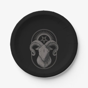 Assiettes En Carton Diable Goat Pentagram Baphomet Satan Occulte Satan