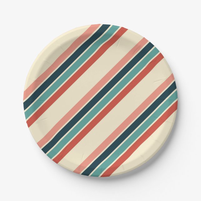 Assiettes En Carton Diagonale multicolore (Devant)