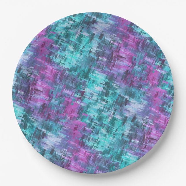 Assiettes En Carton digihatch - turquoise et violet : (Devant)