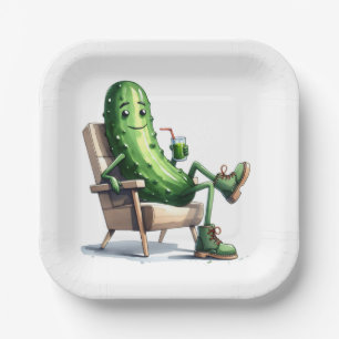Assiettes En Carton Dill Pickle Relaxer dans une chaise
