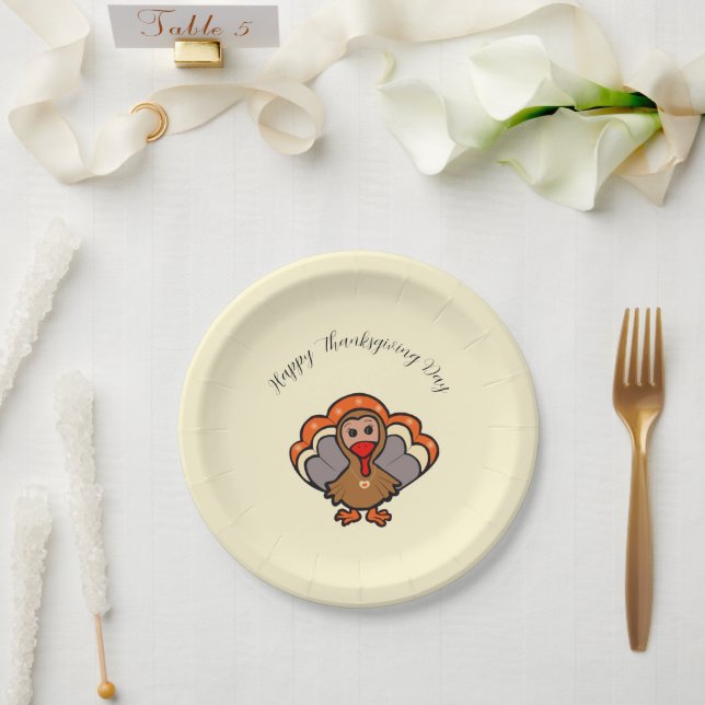 Assiettes En Carton Dinde de Thanksgiving (Mariage)