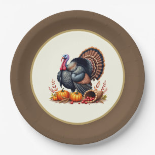 Assiettes En Carton Dinde de Thanksgiving