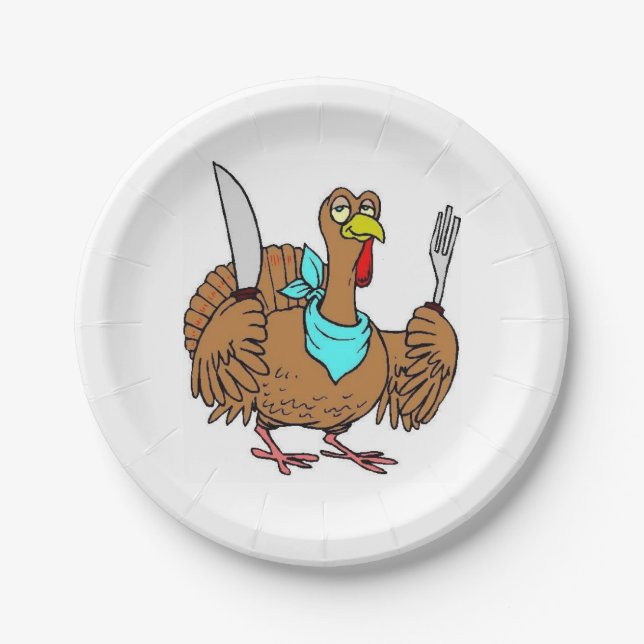 Assiettes En Carton Dinde drôle de Thanksgiving (Devant)