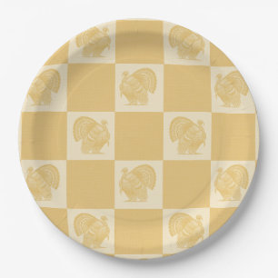 Assiettes En Carton Dindes blanches dorées en détresse de campagne