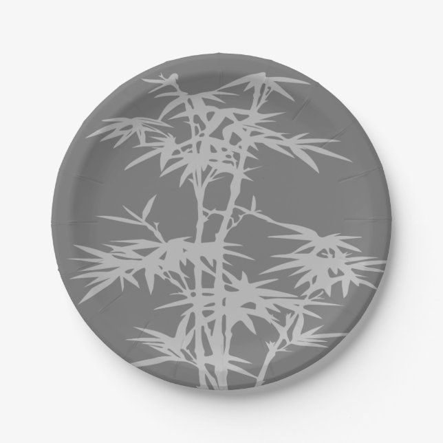 Assiettes En Carton Dîner à thème japonais avec art du bambou (Devant)