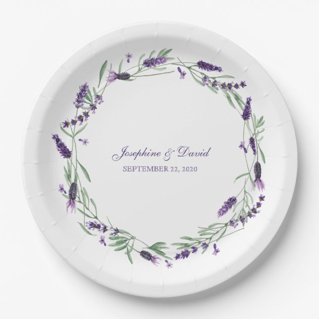 Assiettes En Carton Dîner de Mariage de Lavande Violette Lilac (Devant)