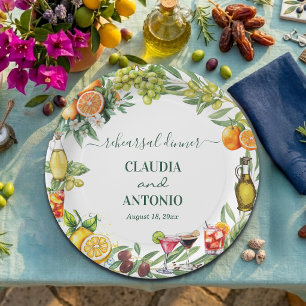 Assiettes En Carton Dîner de répétition de mariage chic italien citrou