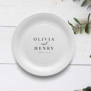 Assiettes En Carton Dîner de répétition Mariage classique élégant