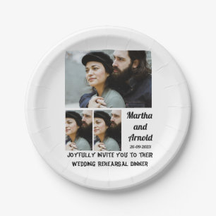 Assiettes En Carton Dîner de répétition mariage personnalisé 3 Collage