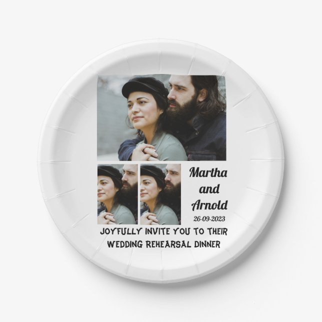 Assiettes En Carton Dîner de répétition mariage personnalisé 3 Collage (Devant)
