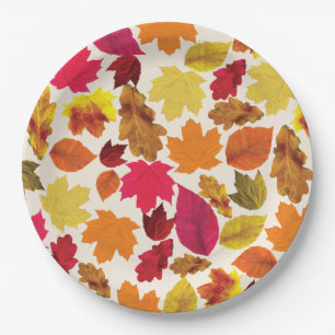 Assiettes En Carton Dîner de Thanksgiving fêtes automne Couleurs Feuil