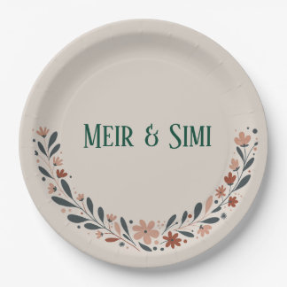 Assiettes En Carton Dîner fleuri vert fête Papier Plaque