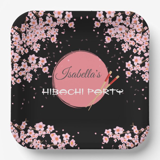 Assiettes En Carton Dîner japonais Hibachi fête d'anniversaire (Recto)