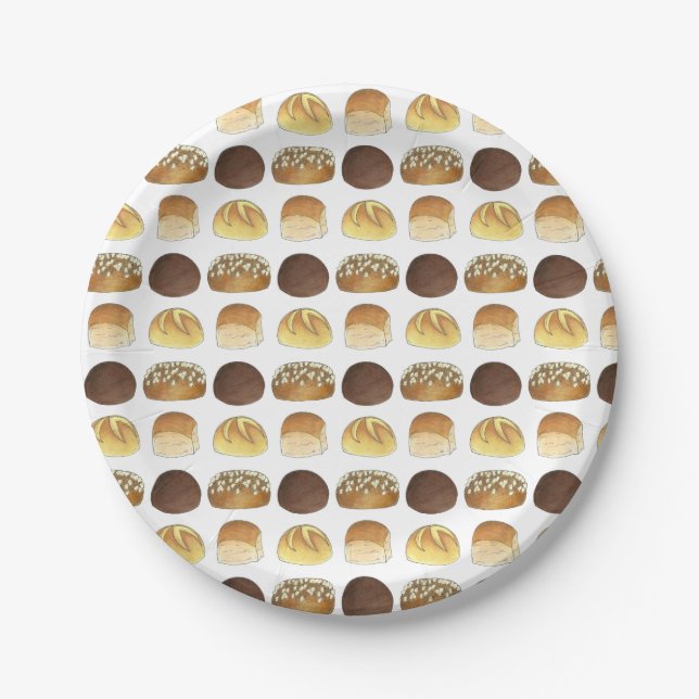 Assiettes En Carton Dîner Pain Rolls Buns Boulangerie Baker Chef Foody (Devant)
